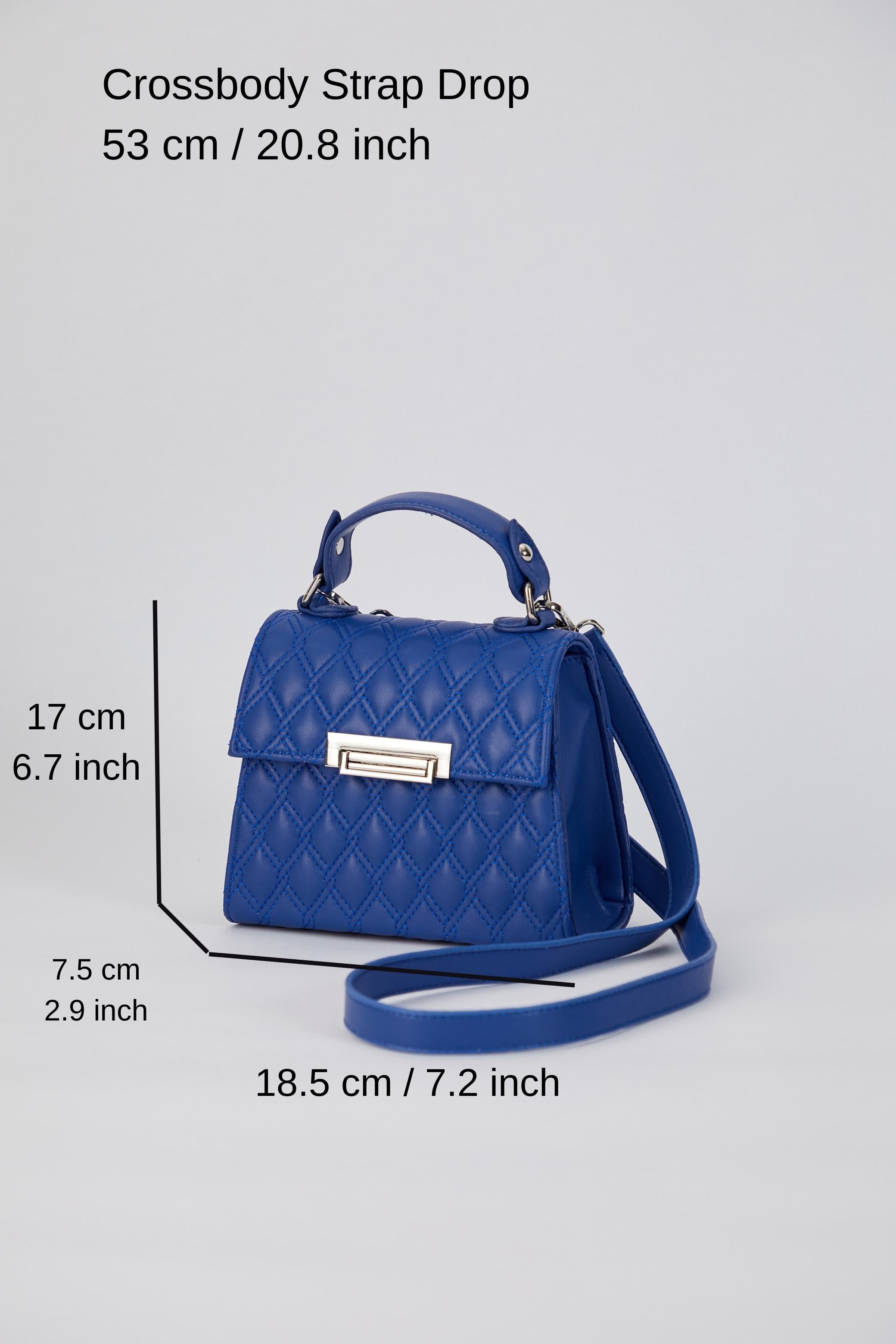 Plant Based Leather Top Handle Bag with Detachable Strap - Royal