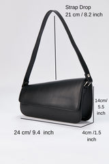 Asymmetric Pu Leather  Shoulder Bag - Black