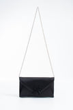 Satin Evening Clutch Bag with Embellishment - Black