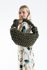 Puffy Quilted Lightweight Large Shoulder Bag - Green