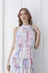 Womens Floral Tiered Maxi Dress