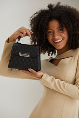 Plant Based Leather Top Handle Crossbody Bag - Black