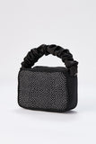 Diamente Evening Bag with Detachable Crossbody Strap - Black