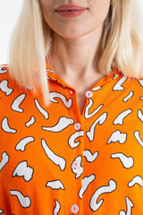 Womens Abstract Print Midi Shirt Dress