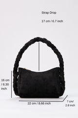 Braided Handle Shoulder Bag - Black