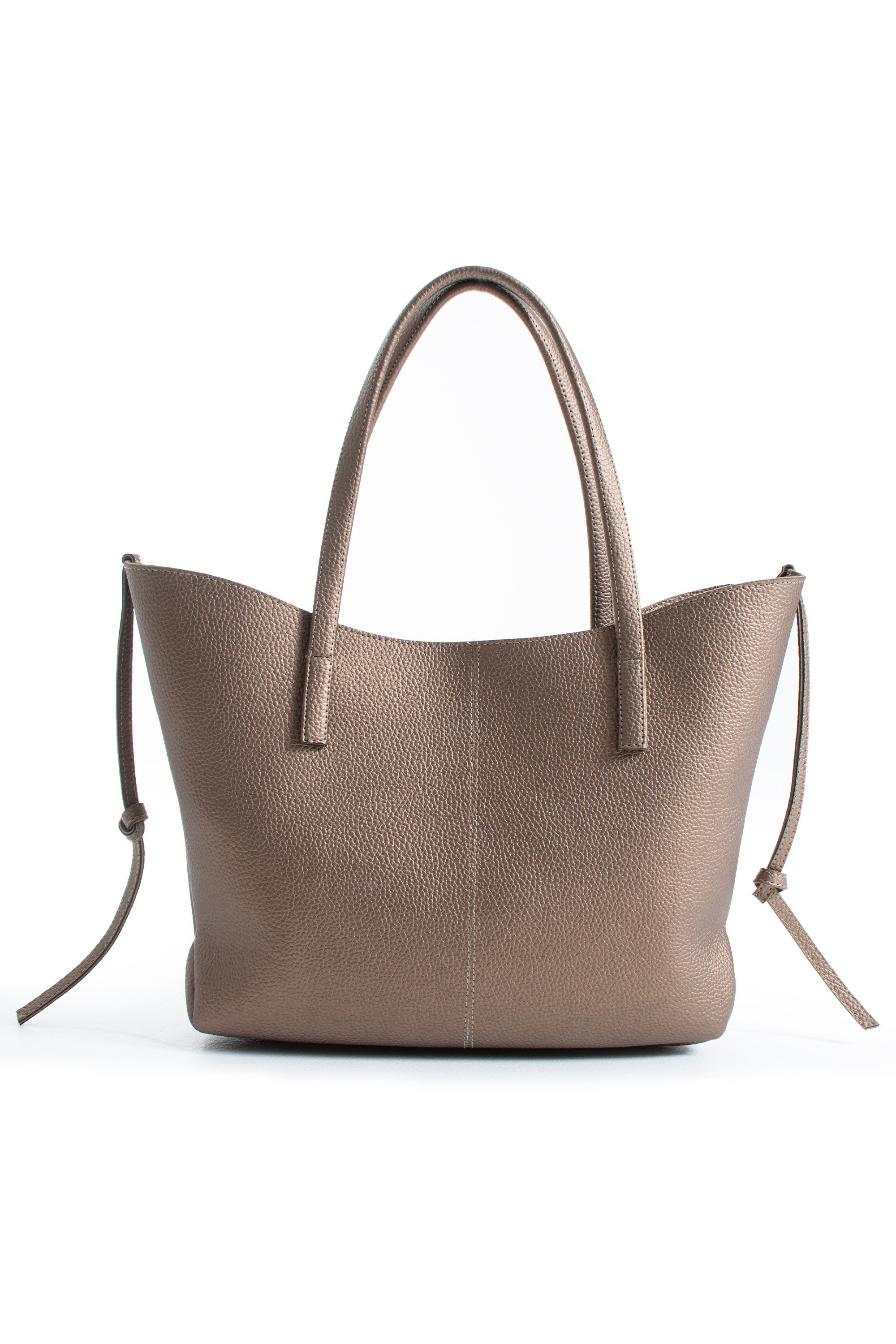 Grain Pu Leather Large Tote Bag with Matching Zipper Pouch  2PCS Set - Gold