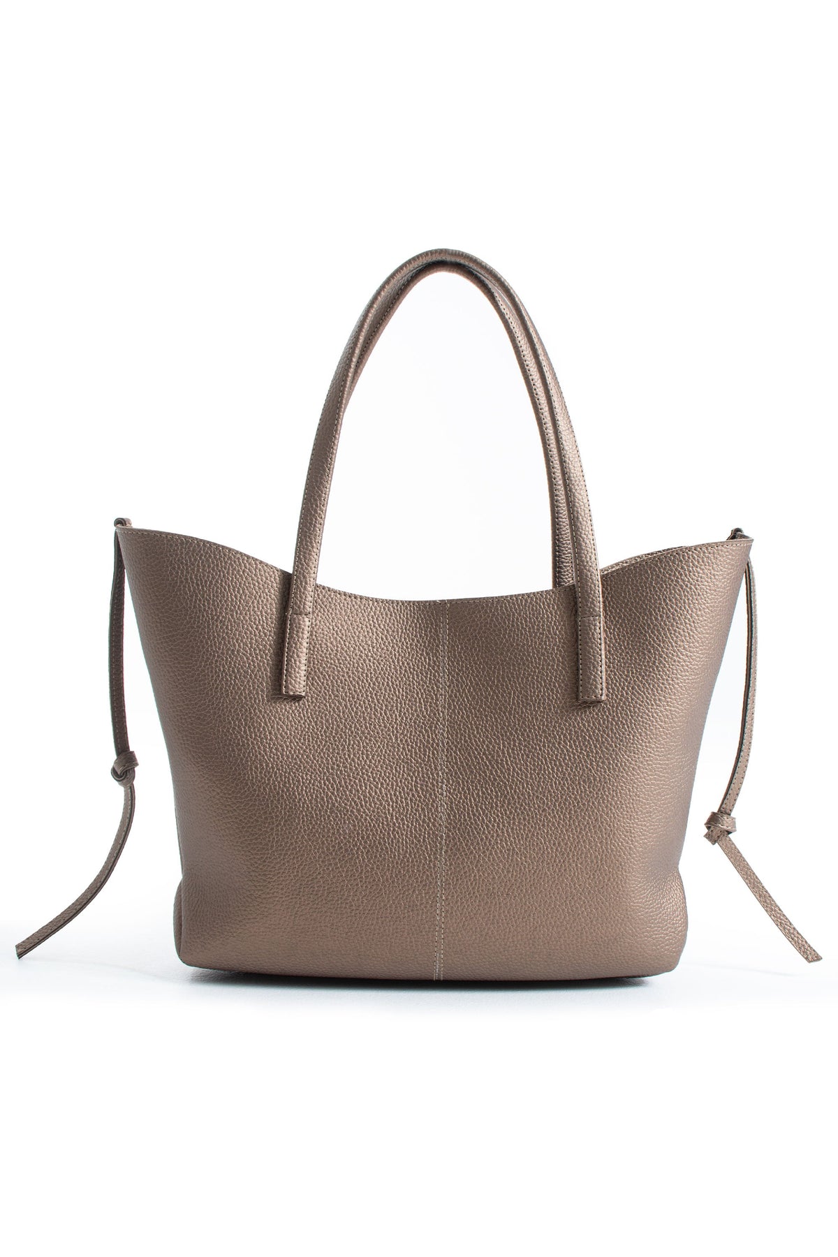 Grain Pu Leather Large Tote Bag with Matching Zipper Pouch  2PCS Set - Gold