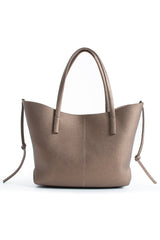 Grain Pu Leather Large Tote Bag with Matching Zipper Pouch  2PCS Set - Gold
