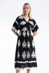 Womens Viscose  Printed Ornamental Floral Midi Dress