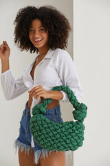 Puffy Quilted Lightweight Shoulder Bag - Green