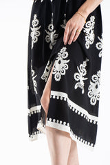 Womens Viscose  Printed Ornamental Floral Midi Dress