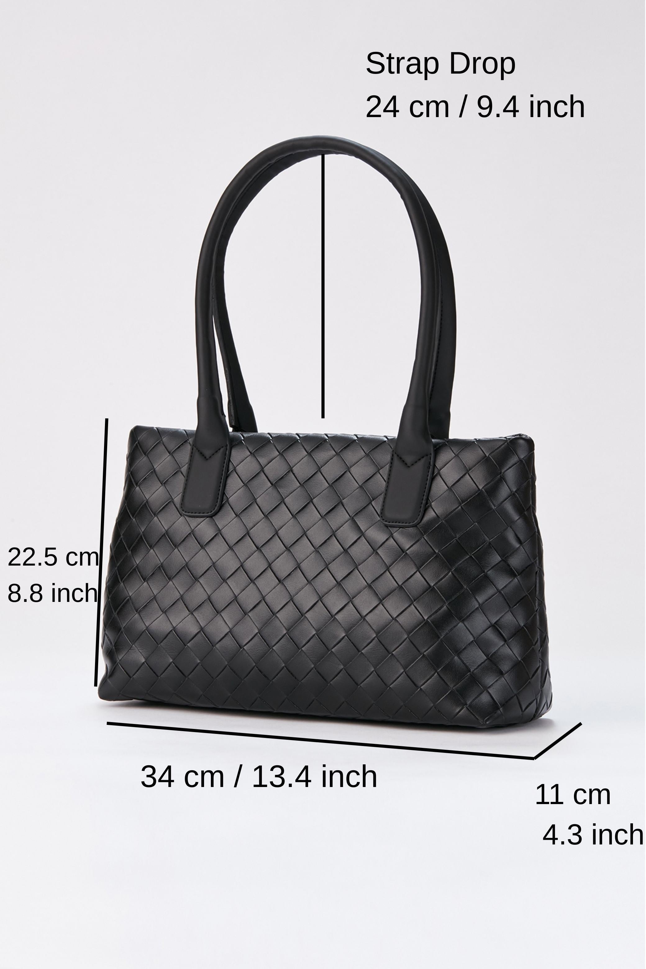 Braided Pu Leather Shoulder Bag - Black