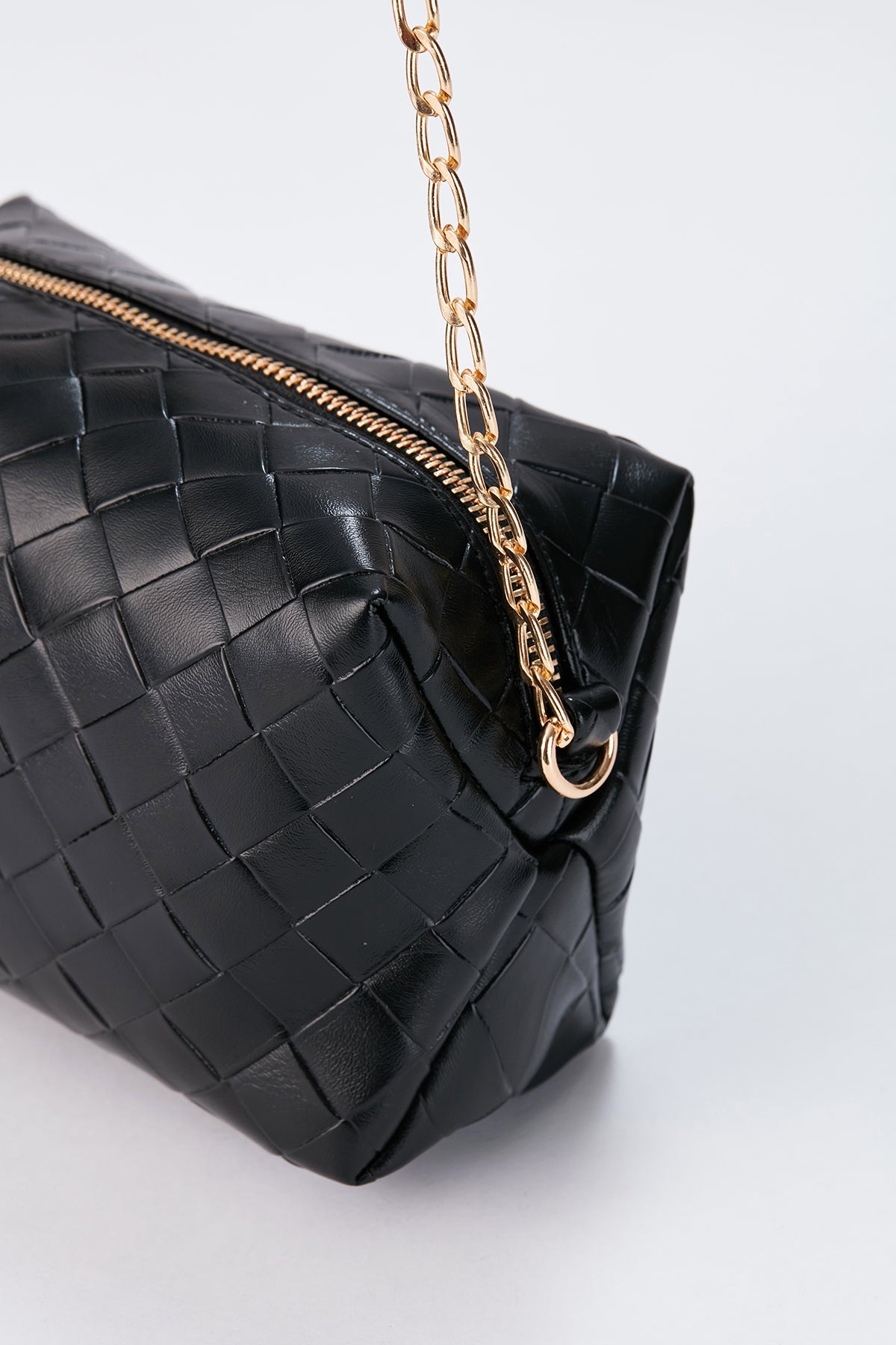 Braided Pu Leather Crossbody Camera Bag - Black