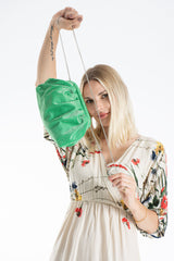 Shimmery Pouch Bag With Detachable Crossbody Strap - Green