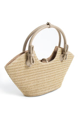 Woven Straw Tote Bag - Light Beige