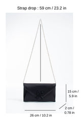 Satin Evening Clutch Bag with Embellishment - Black