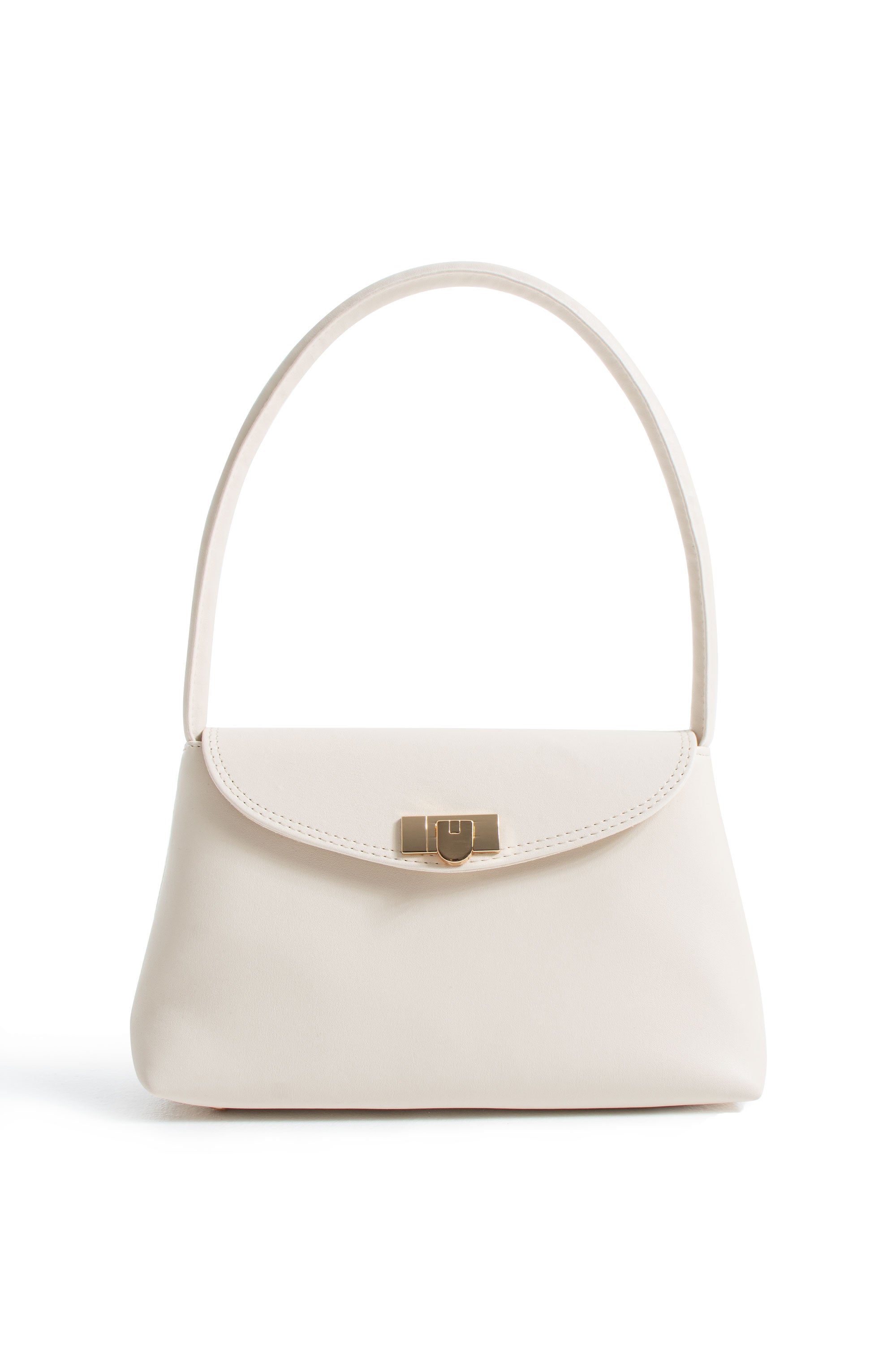 Pu Leather Flap Shoulder Bag - Cream