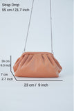 Shimmery Pouch Bag With Detachable Crossbody Strap - Pale Orange