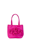Floral Satin Handbag with Detachable Crossbody Strap - Pink