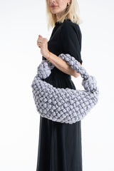 Puffy Quilted Lightweight Large Shoulder Bag - Grey