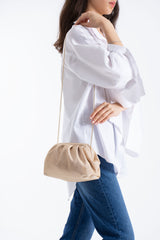 Shimmery Pouch Bag With Detachable Crossbody Strap - Gold