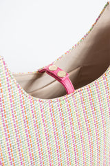 Woven Straw Tote Bag - Pink