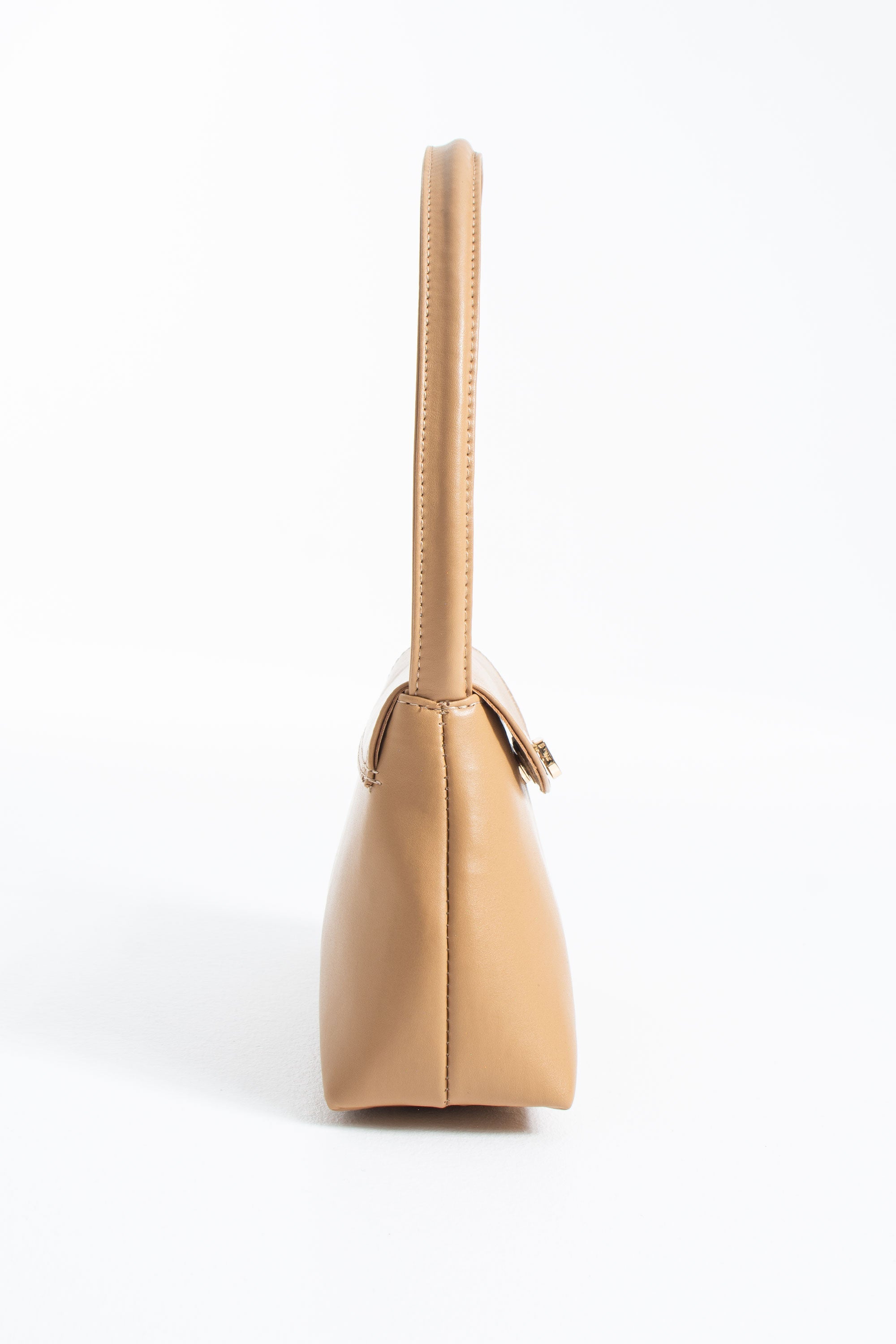 Pu Leather Flap Shoulder Bag - Nude
