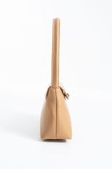 Pu Leather Flap Shoulder Bag - Nude