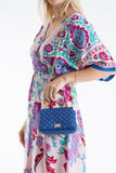 Womens Floral Print Midi Dress