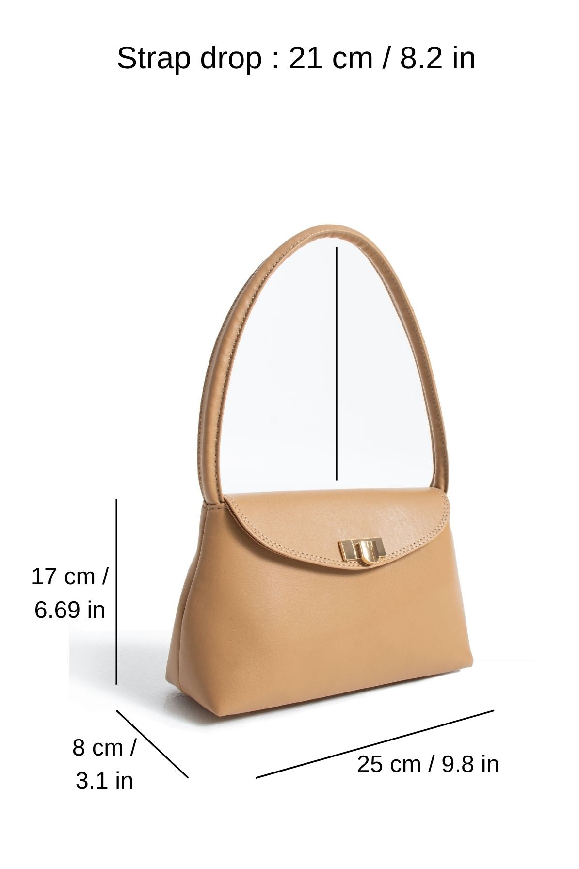 Pu Leather Flap Shoulder Bag - Nude