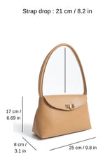 Pu Leather Flap Shoulder Bag - Nude