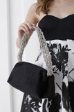 Chunky Braided Diamante Strap  Shoulder Bag - Black