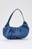Pleated Satin Shoulder Bag - Blue