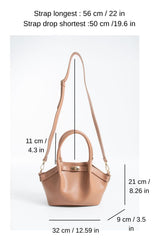Pu Leather Top Handle Crossbody Bag with Twist Lock Detail - Nude