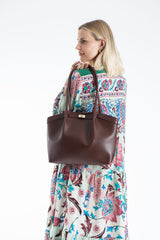 Large PU Leather Shopper Tote Bag with Matching Pouch - Burgundy