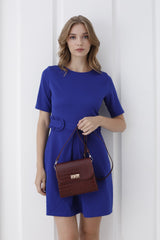 Croc Pu Leather Crossbody Bag - Burgundy