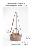 Woven Suede Top Handle Crossbody Bag with Twist Lock Detail - Beige