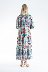 Womens Viscose Bohemian Floral Maxi Dress