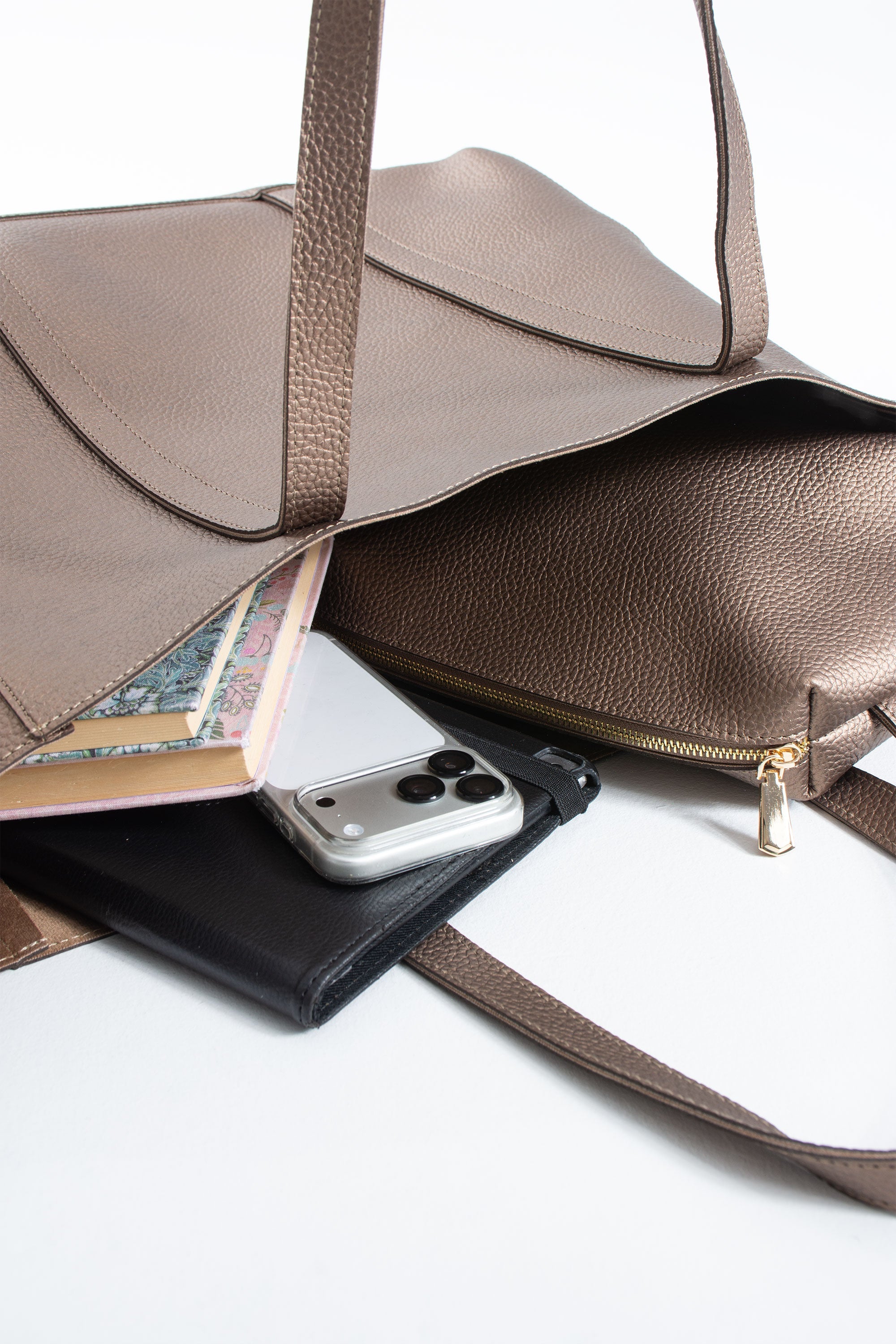 Pu Leather Weekend Bag  – 2 Pcs Set - Bronze