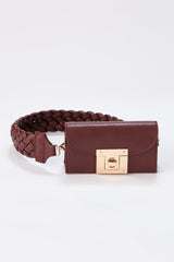 Mini Shoulder Bag With Chuncky Braided Strap - Burgundy