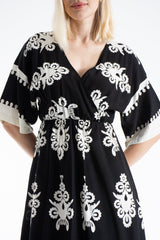 Womens Viscose  Printed Ornamental Floral Midi Dress