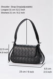 Braided Pu Leather Adjustable Strap Shoulder Bag - Black