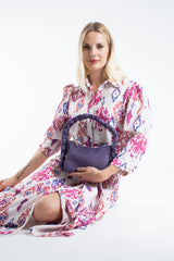 Braided Handle Shoulder Bag - Lilac