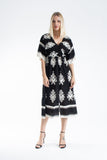 Womens Viscose  Printed Ornamental Floral Midi Dress