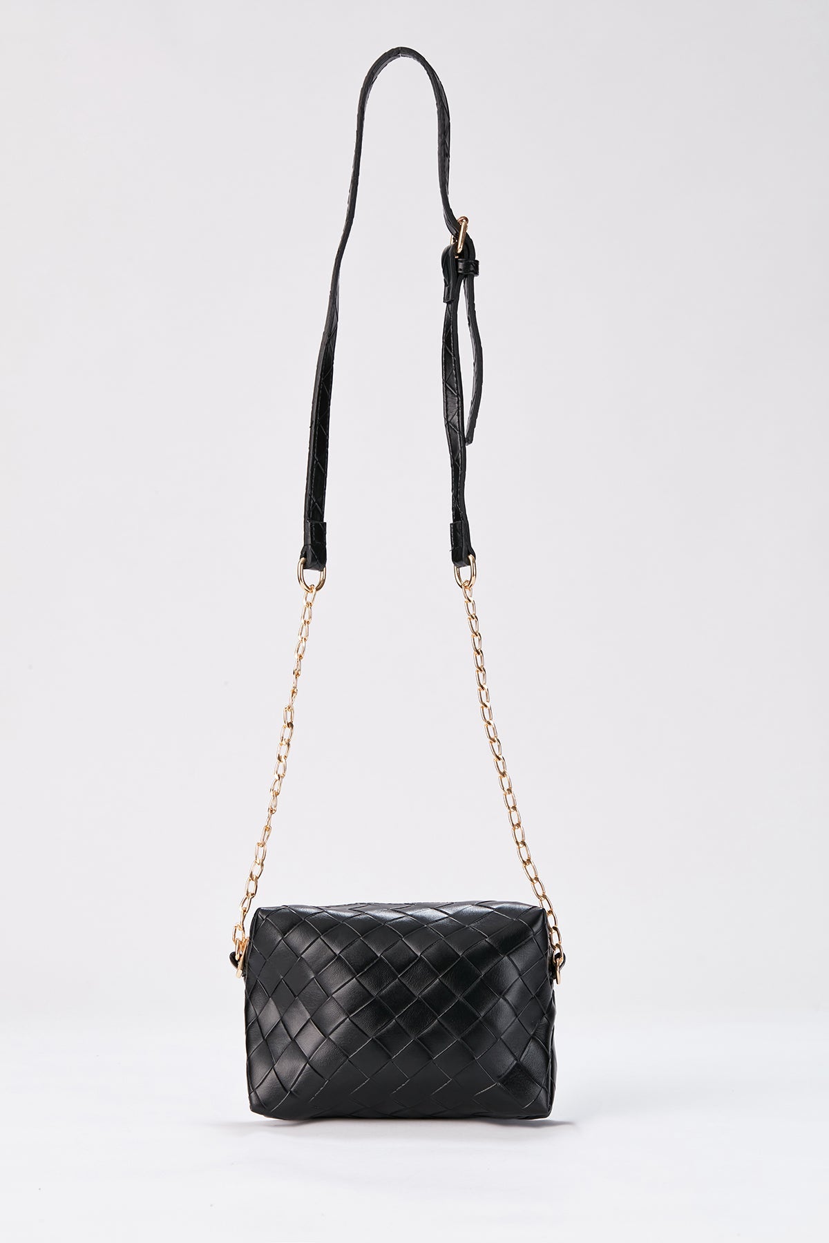 Braided Pu Leather Crossbody Camera Bag - Black