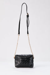 Braided Pu Leather Crossbody Camera Bag - Black