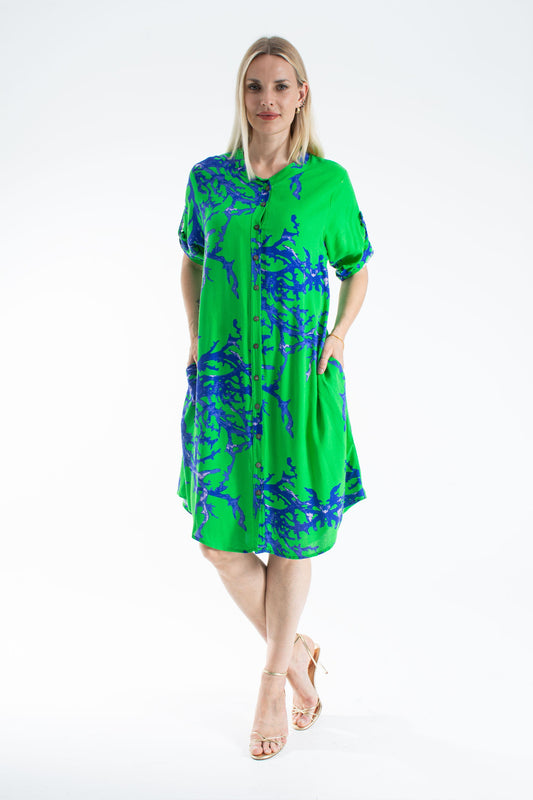 Womens Abstract Print Midi Dress