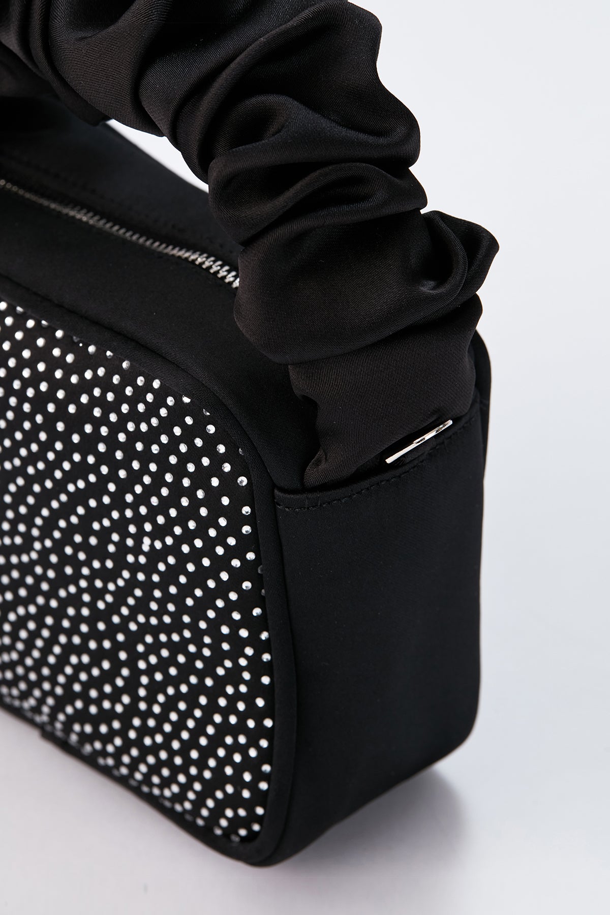 Diamente Evening Bag with Detachable Crossbody Strap - Black