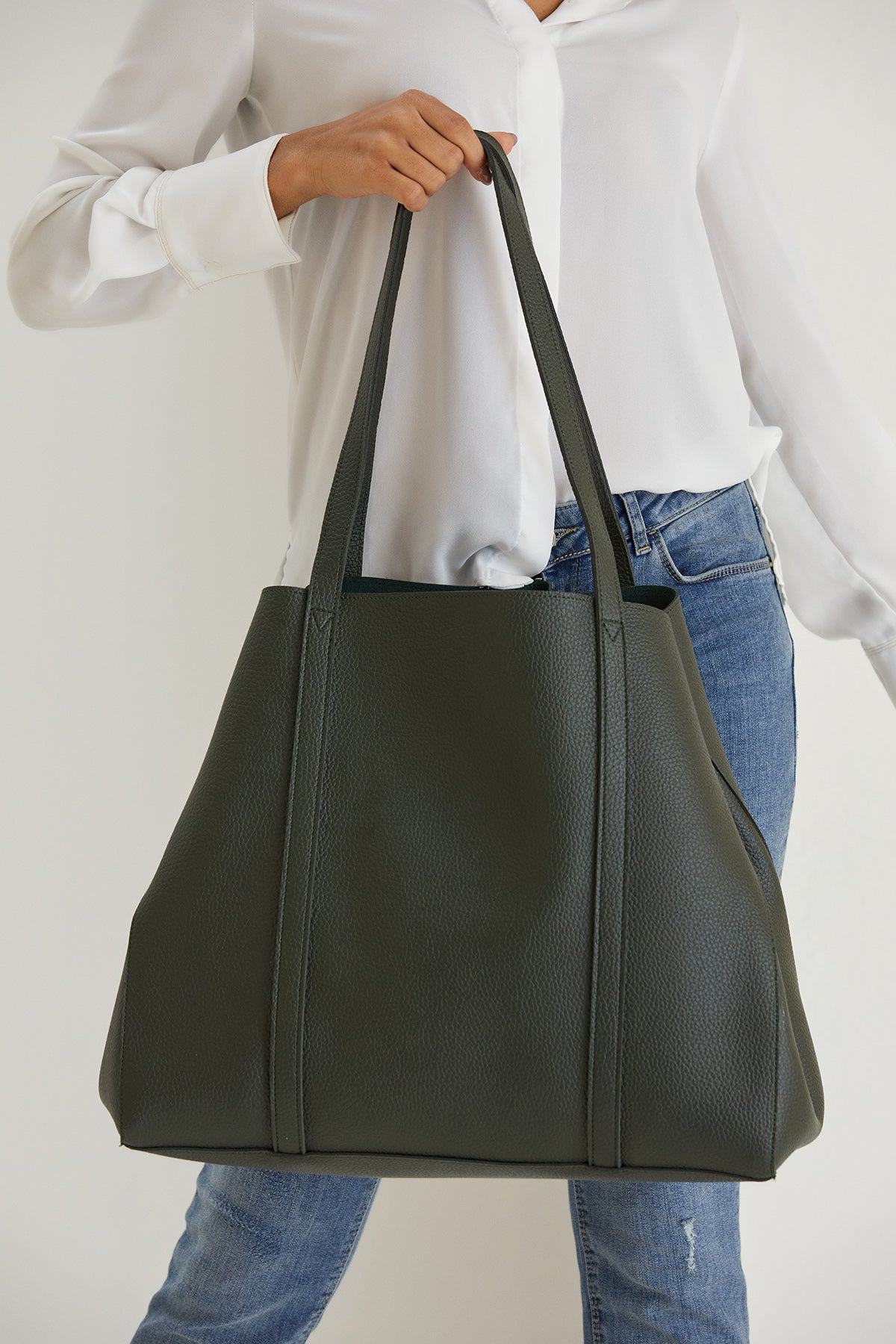 Pu Leather Weekend Bag  – 2 Pcs Set - Khaki