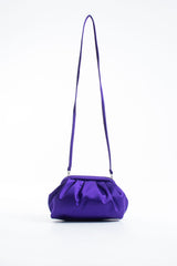 Satin Pouch Bag With Detachable Crossbody Strap - Purple